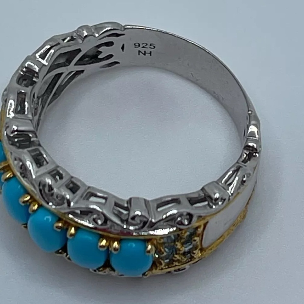 Turquoise Gems En Vogue II Ring Sleeping Beauty Mountain 5 Stone Size 8 - Picture 2 of 9